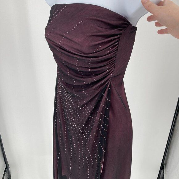 Vintage Byer Too Womens Beaded Mesh Midi Dress Size M Whimsigoth Vamp Goth Y2K - Picture 6 of 16